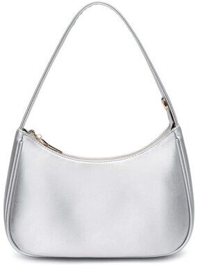 Women's Silver White 1 Zipper Tote Handbag Mini Shoulder Imported Clutch Purses
